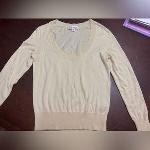 Banana republic silk cashmere buttery yellow new oval neck xs sweater light lux